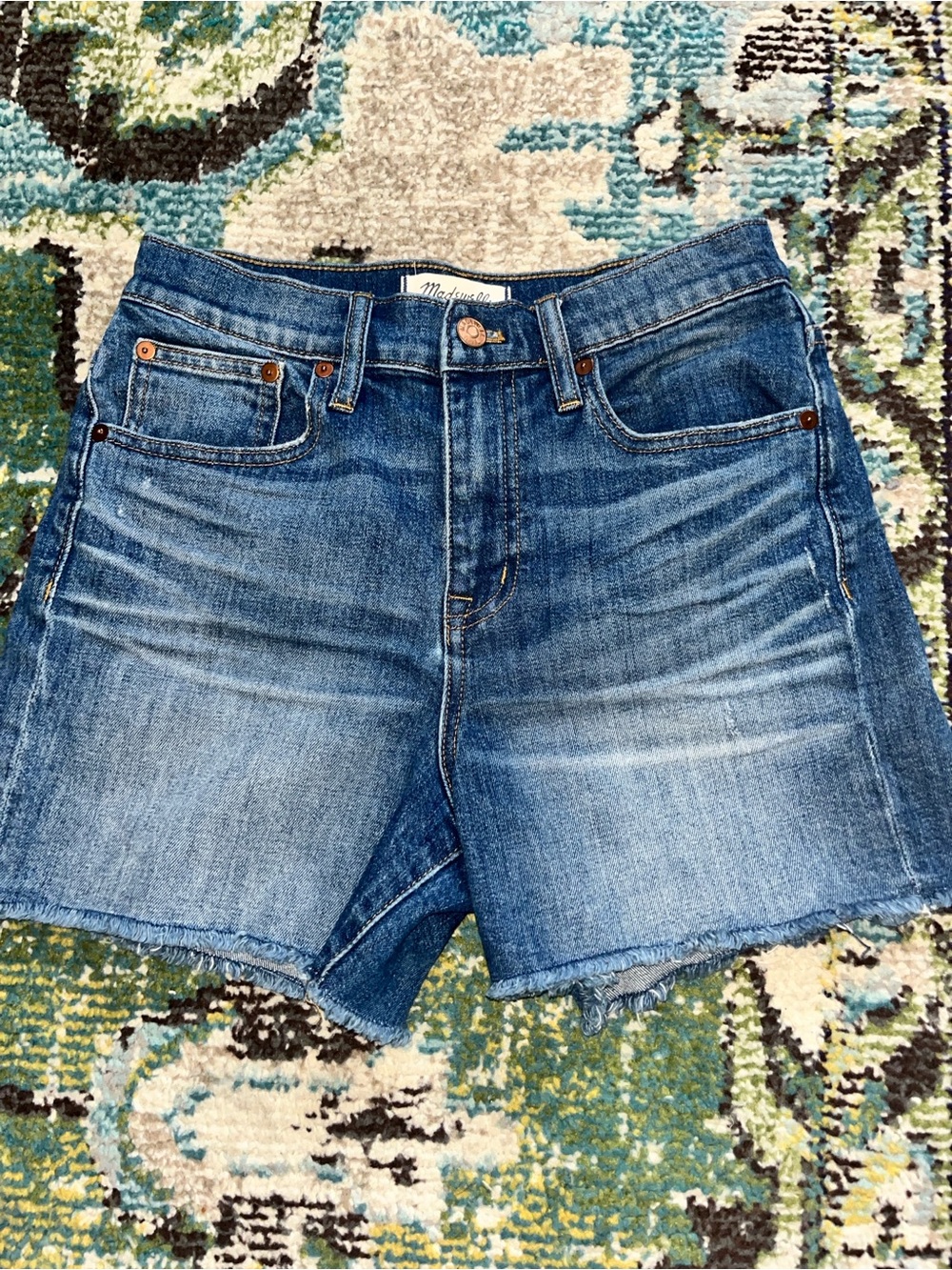 Madewell High Rise Denim Shorts 25 Blue 100% Cotton Raw Hem Festival Summer